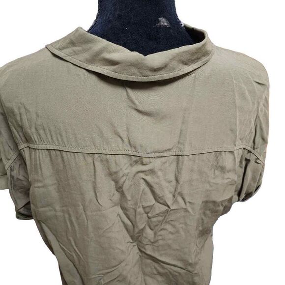 Old Navy Green Large Collared Cropped Rayon Top - Picture 7 of 9